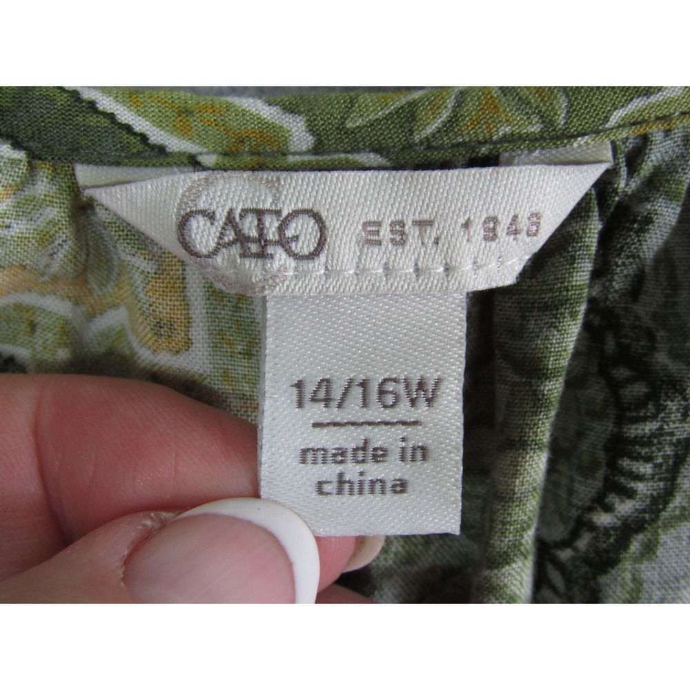 Cato 14 16W Green Patchwork Print Square Neck Boh… - image 5